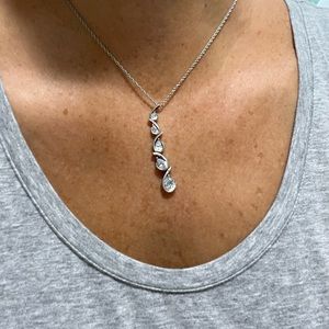 Sterling Silver 925 Multi Size CZ Pearshape Pendant.  NO CHAIN 2” Long